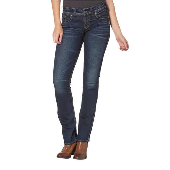 NWT Silver Jeans, Suki Curvy Fit Mid Rise Slim Boot 27x35 Indigo - Picture 4 of 12